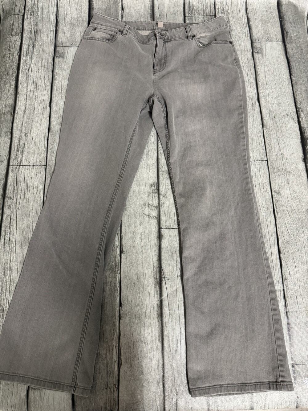 Women’s J.Jill Bootcut Grey Denim Pants Sz 12 Stretch 30” Inseam